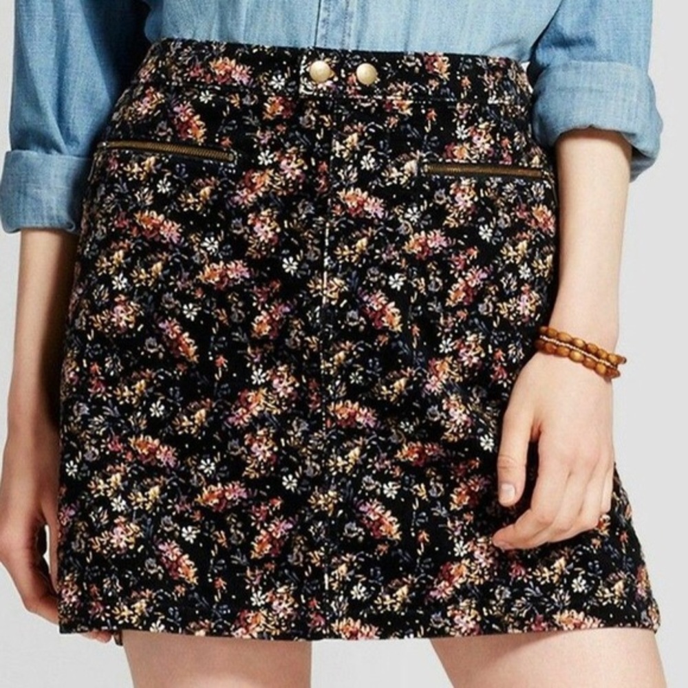 Corduroy Fall Floral Skirt